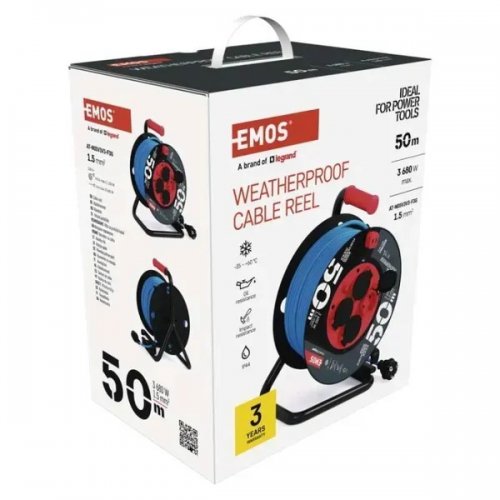 Сетевой удлинитель на катушке Emos 50 м 4 розетки (P08650W) купить в Украине: Киев, Днепр, Харьков, Одесса  | Низкая цена, отзывы, характеристики от TELEMART фото