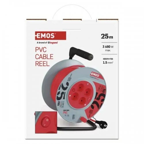 Сетевой удлинитель на катушке Emos 25 м 4 розетки (P092251) купить в Украине: Киев, Днепр, Харьков, Одесса  | Низкая цена, отзывы, характеристики от TELEMART фото