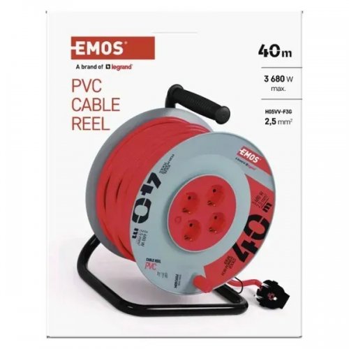 Сетевой удлинитель на катушке Emos 40 м 4 розетки (P09240M) купить в Украине: Киев, Днепр, Харьков, Одесса  | Низкая цена, отзывы, характеристики от TELEMART фото