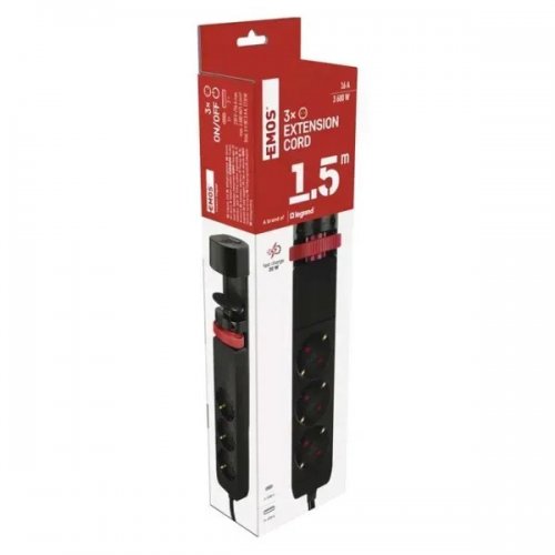 Мережевий подовжувач Emos 1.5 м 3 розетки + 2 x USB + 1 x USB Type-C (P1321PD) купити в Україні: Київ, Львів, Хмельницький, Тернопіль, Івано-Франківськ | Низька ціна, відгуки, характеристики від TELEMART фото