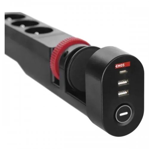 Мережевий подовжувач Emos 1.5 м 3 розетки + 2 x USB + 1 x USB Type-C (P1321PD) купити в Україні: Київ, Львів, Хмельницький, Тернопіль, Івано-Франківськ | Низька ціна, відгуки, характеристики від TELEMART фото