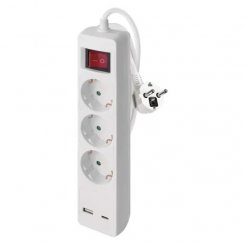 Мережевий подовжувач Emos 2 м 3 розетки + 1 x USB + 1 x USB Type-C (P1322CU)