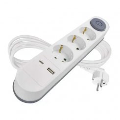 Мережевий подовжувач Emos 2 м 3 розетки + 2 x USB + 1 x USB Type-C (P1322PD)