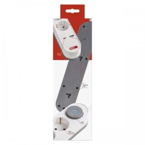 Мережевий подовжувач Emos 2 м 3 розетки + 2 x USB + 1 x USB Type-C (P1322PD) купити в Україні: Київ, Львів, Хмельницький, Тернопіль, Івано-Франківськ | Низька ціна, відгуки, характеристики від TELEMART фото