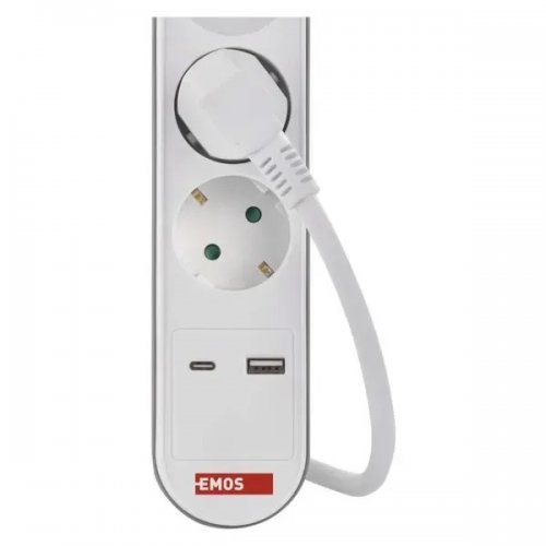 Мережевий подовжувач Emos 2 м 3 розетки + 2 x USB + 1 x USB Type-C (P1322PD) купити в Україні: Київ, Львів, Хмельницький, Тернопіль, Івано-Франківськ | Низька ціна, відгуки, характеристики від TELEMART фото