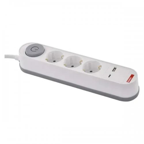 Мережевий подовжувач Emos 2 м 3 розетки + 2 x USB + 1 x USB Type-C (P1322PD) купити в Україні: Київ, Львів, Хмельницький, Тернопіль, Івано-Франківськ | Низька ціна, відгуки, характеристики від TELEMART фото