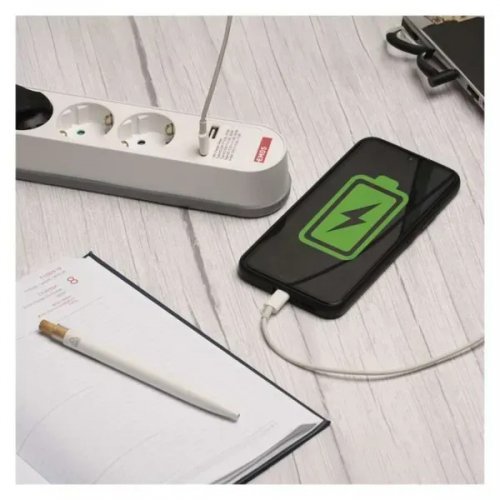 Мережевий подовжувач Emos 2 м 3 розетки + 2 x USB + 1 x USB Type-C (P1322PD) купити в Україні: Київ, Львів, Хмельницький, Тернопіль, Івано-Франківськ | Низька ціна, відгуки, характеристики від TELEMART фото