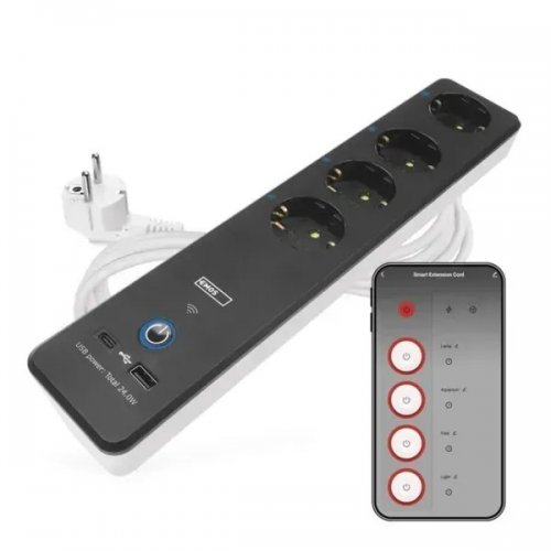 Мережевий подовжувач Emos 2 м 4 розетки + 1 x USB + 1 x USB Type-C (P1422SM) купити в Україні: Київ, Львів, Хмельницький, Тернопіль, Івано-Франківськ | Низька ціна, відгуки, характеристики від TELEMART фото