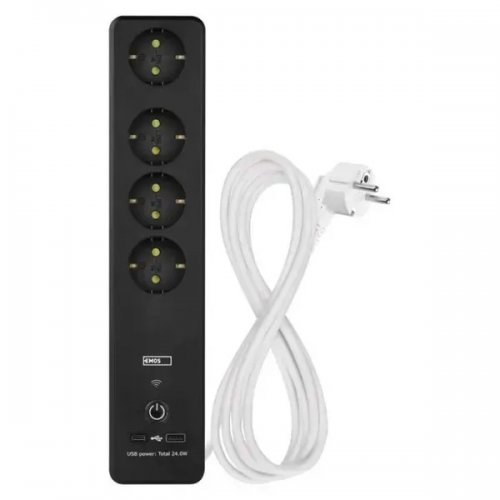 Мережевий подовжувач Emos 2 м 4 розетки + 1 x USB + 1 x USB Type-C (P1422SM) купити в Україні: Київ, Львів, Хмельницький, Тернопіль, Івано-Франківськ | Низька ціна, відгуки, характеристики від TELEMART фото