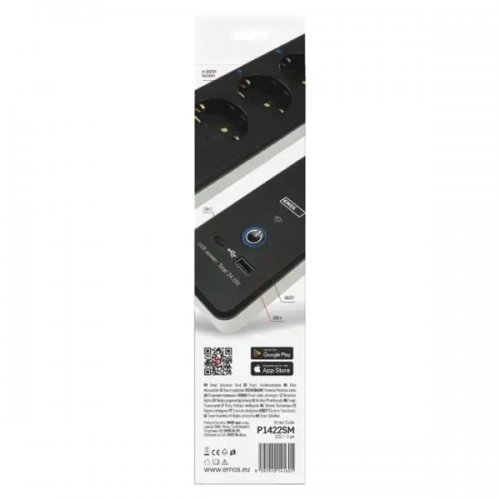 Мережевий подовжувач Emos 2 м 4 розетки + 1 x USB + 1 x USB Type-C (P1422SM) купити в Україні: Київ, Львів, Хмельницький, Тернопіль, Івано-Франківськ | Низька ціна, відгуки, характеристики від TELEMART фото