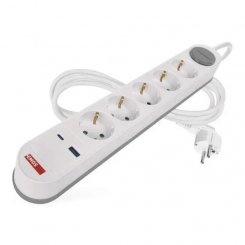 Сетевой удлинитель Emos 3 м 5 розеток + 1 x USB + 1 x USB Type-C (P1523FC)