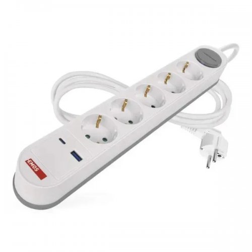 Сетевой удлинитель Emos 3 м 5 розеток + 1 x USB + 1 x USB Type-C (P1523FC) купить в Украине: Киев, Днепр, Харьков, Одесса  | Низкая цена, отзывы, характеристики от TELEMART фото