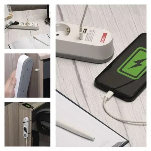 Сетевой удлинитель Emos 3 м 5 розеток + 1 x USB + 1 x USB Type-C (P1523FC) купить в Украине: Киев, Днепр, Харьков, Одесса  | Низкая цена, отзывы, характеристики от TELEMART фото