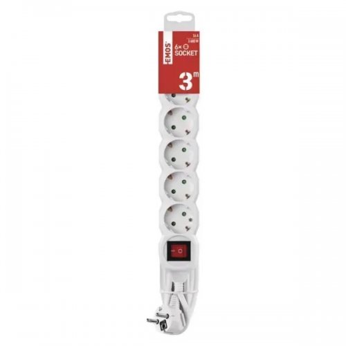 Сетевой удлинитель Emos 3 м 6 розеток (P1623R) купить в Украине: Киев, Днепр, Харьков, Одесса  | Низкая цена, отзывы, характеристики от TELEMART фото