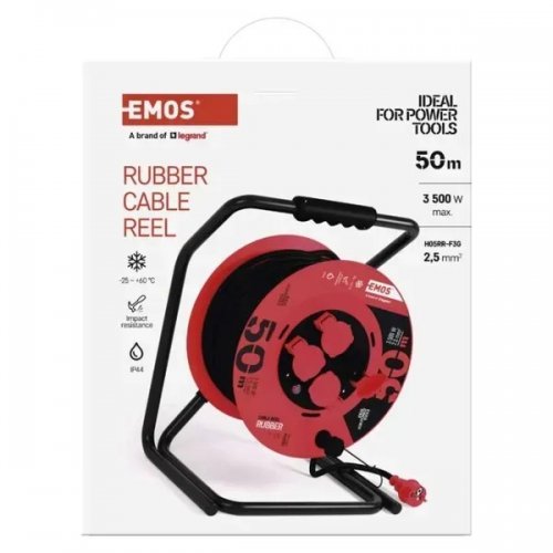 Сетевой удлинитель на катушке Emos 50 м 4 розетки (P19221) купить в Украине: Киев, Днепр, Харьков, Одесса  | Низкая цена, отзывы, характеристики от TELEMART фото