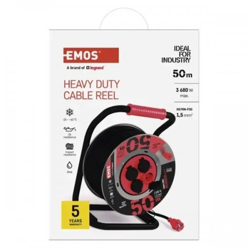 Сетевой удлинитель на катушке Emos 50 м 4 розетки (P19223) купить в Украине: Киев, Днепр, Харьков, Одесса  | Низкая цена, отзывы, характеристики от TELEMART фото