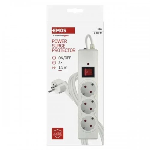 Сетевой фильтр Emos 1.5 м 3 розетки (P54213) купить в Украине: Киев, Днепр, Харьков, Одесса  | Низкая цена, отзывы, характеристики от TELEMART фото