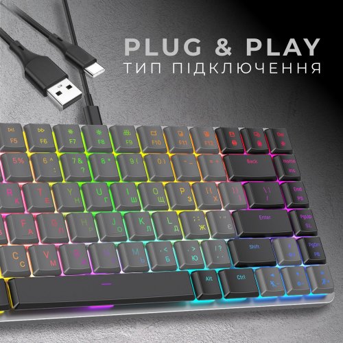 Уценка клавиатура GamePro MK141R RGB Outemu Red Switch Low Profile Dark Gray (Вскрытая упаковка, 892523) купить в Украине: Киев, Днепр, Харьков, Одесса  | Низкая цена, отзывы, характеристики от TELEMART фото