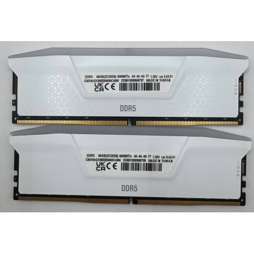 Озп Corsair DDR5 64GB (2x32GB) 6000Mhz Vengeance RGB White (CMH64GX5M2B6000C40W) (Відновлено продавцем, 892526) купити в Україні: Київ, Львів, Хмельницький, Тернопіль, Івано-Франківськ | Перевірка сумісності, низька ціна, відгуки, характеристики від TELEMART фото