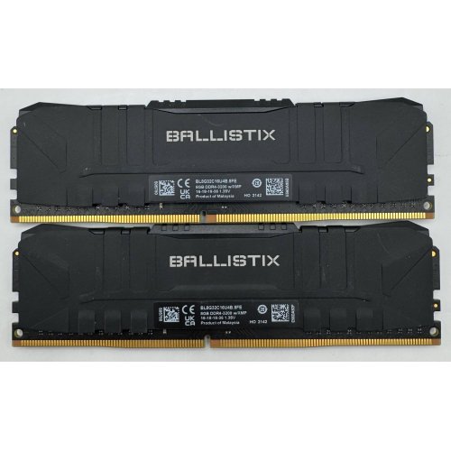 Озп Crucial DDR4 16GB (2x8GB) 3200Mhz Ballistix Black (BL2K8G32C16U4B) (Відновлено продавцем, 892530) купити в Україні: Київ, Львів, Хмельницький, Тернопіль, Івано-Франківськ | Перевірка сумісності, низька ціна, відгуки, характеристики від TELEMART фото