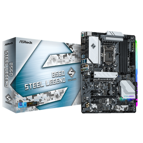 Материнская плата AsRock B560 Steel Legend (s1200, Intel B560) (Восстановлено продавцом, 892533) купить в Украине: Киев, Днепр, Харьков, Одесса  | Проверка совместимости, низкая цена, отзывы, характеристики от TELEMART фото