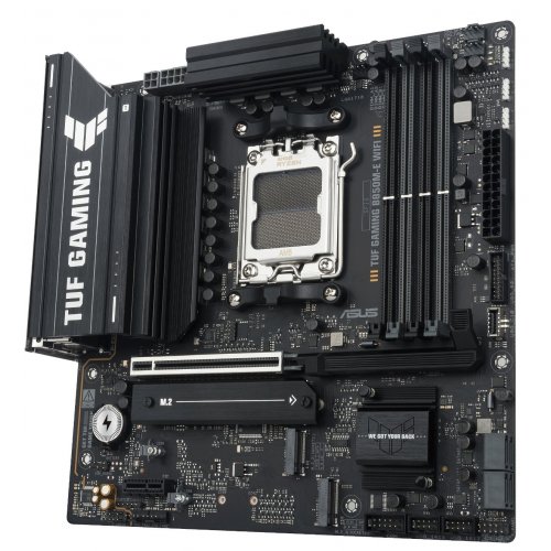 Уцінка материнська плата Asus TUF GAMING B850M-E WIFI (sAM5, AMD B850) (Відремонтовано виробником, 892554) купити в Україні: Київ, Львів, Хмельницький, Тернопіль, Івано-Франківськ | Перевірка сумісності, низька ціна, відгуки, характеристики від TELEMART фото