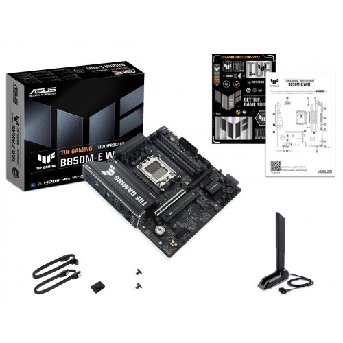 Уцінка материнська плата Asus TUF GAMING B850M-E WIFI (sAM5, AMD B850) (Відремонтовано виробником, 892554) купити в Україні: Київ, Львів, Хмельницький, Тернопіль, Івано-Франківськ | Перевірка сумісності, низька ціна, відгуки, характеристики від TELEMART фото