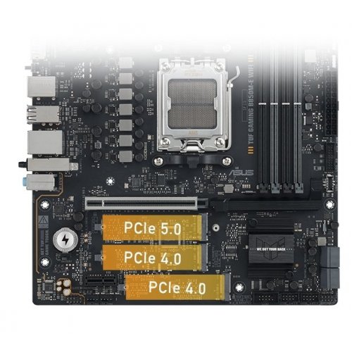 Уцінка материнська плата Asus TUF GAMING B850M-E WIFI (sAM5, AMD B850) (Відремонтовано виробником, 892554) купити в Україні: Київ, Львів, Хмельницький, Тернопіль, Івано-Франківськ | Перевірка сумісності, низька ціна, відгуки, характеристики від TELEMART фото