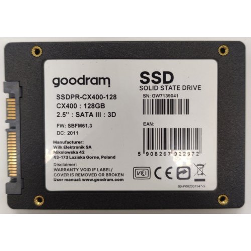 Ssd-диск GoodRAM CX400 TLC 128GB 2.5" (SSDPR-CX400-128) (Відновлено продавцем, 892564) купити в Україні: Київ, Львів, Хмельницький, Тернопіль, Івано-Франківськ | Перевірка сумісності, низька ціна, відгуки, характеристики від TELEMART фото