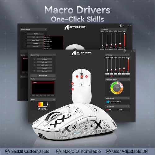 Уцінка миша Attack Shark X3 Pro Wireless 8K (AS-6972792470214-B) Black (Розкрита упаковка, 892636) купити в Україні: Київ, Львів, Хмельницький, Тернопіль, Івано-Франківськ | Низька ціна, відгуки, характеристики від TELEMART фото
