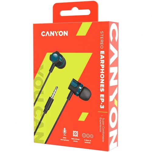 Наушники Canyon EP-3 (CNE-CEP3G) Green купить в Украине: Киев, Днепр, Харьков, Одесса  | Низкая цена, отзывы, характеристики от TELEMART фото