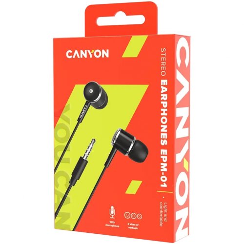 Наушники Canyon EPM-01 (CNE-CEPM01B) Black купить в Украине: Киев, Днепр, Харьков, Одесса  | Низкая цена, отзывы, характеристики от TELEMART фото