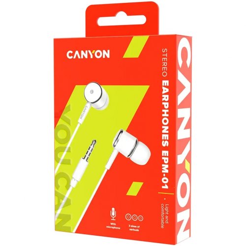 Наушники Canyon EPM-01 (CNE-CEPM01W) White купить в Украине: Киев, Днепр, Харьков, Одесса  | Низкая цена, отзывы, характеристики от TELEMART фото