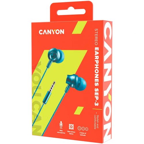 Наушники Canyon SEP-3 (CNS-CEP3BG) Blue/Green купить в Украине: Киев, Днепр, Харьков, Одесса  | Низкая цена, отзывы, характеристики от TELEMART фото