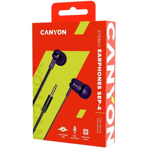 Навушники Canyon SEP-4 (CNS-CEP4P) Violet купити в Україні: Київ, Львів, Хмельницький, Тернопіль, Івано-Франківськ | Низька ціна, відгуки, характеристики від TELEMART фото
