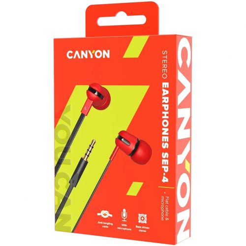 Навушники Canyon SEP-4 (CNS-CEP4R) Red купити в Україні: Київ, Львів, Хмельницький, Тернопіль, Івано-Франківськ | Низька ціна, відгуки, характеристики від TELEMART фото