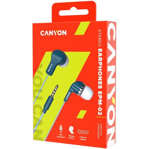 Наушники Canyon EPM-02 (CNS-CEPM02BL) Blue купить в Украине: Киев, Днепр, Харьков, Одесса  | Низкая цена, отзывы, характеристики от TELEMART фото