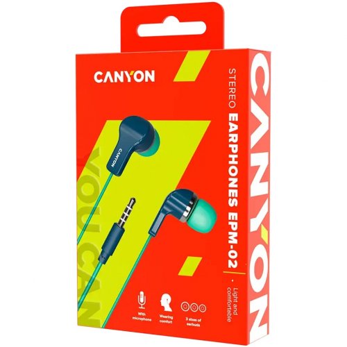 Наушники Canyon EPM-02 (CNS-CEPM02GBL) Green/Blue купить в Украине: Киев, Днепр, Харьков, Одесса  | Низкая цена, отзывы, характеристики от TELEMART фото