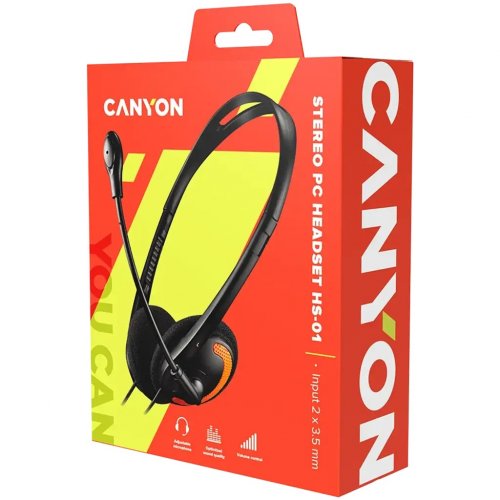 Наушники Canyon OnTalk 01 (CNS-CHS01BO) Black/Orange купити в Україні: Київ, Львів, Хмельницький, Тернопіль, Івано-Франківськ | Низька ціна, відгуки, характеристики від TELEMART фото