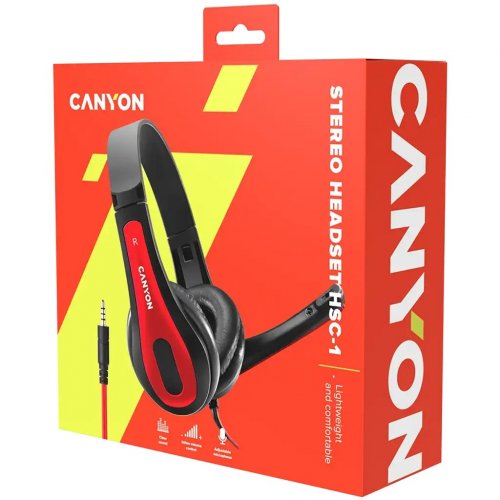 Наушники Canyon HSC-1 (CNS-CHSC1BR) Black/Red купить в Украине: Киев, Днепр, Харьков, Одесса  | Низкая цена, отзывы, характеристики от TELEMART фото