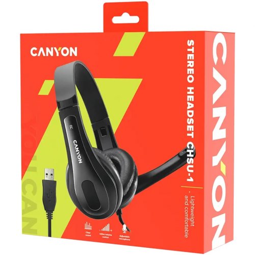Наушники Canyon On Talk CHSU-1 (CNS-CHSU1B) Black купить в Украине: Киев, Днепр, Харьков, Одесса  | Низкая цена, отзывы, характеристики от TELEMART фото