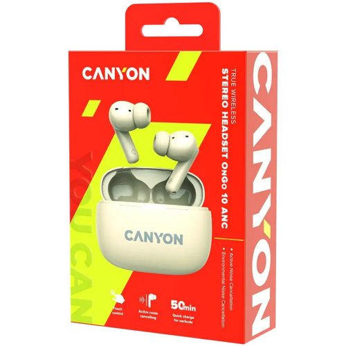 Навушники Canyon On Go 10 ANC TWS-10 (CNS-TWS10BG) Beige купити в Україні: Київ, Львів, Хмельницький, Тернопіль, Івано-Франківськ | Низька ціна, відгуки, характеристики від TELEMART фото