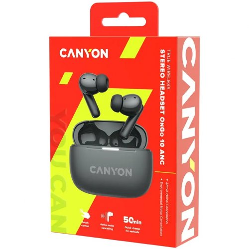 Наушники Canyon On Go 10 ANC TWS-10 (CNS-TWS10BK) Grey купить в Украине: Киев, Днепр, Харьков, Одесса  | Низкая цена, отзывы, характеристики от TELEMART фото