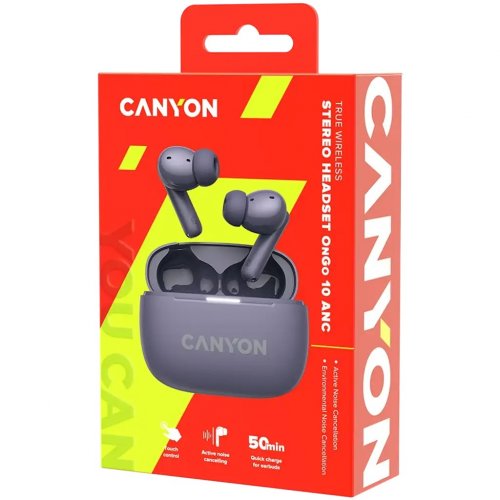 Наушники Canyon On Go 10 ANC TWS-10 (CNS-TWS10PL) Purple купить в Украине: Киев, Днепр, Харьков, Одесса  | Низкая цена, отзывы, характеристики от TELEMART фото