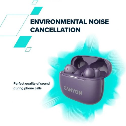 Наушники Canyon On Go 10 ANC TWS-10 (CNS-TWS10PL) Purple купить в Украине: Киев, Днепр, Харьков, Одесса  | Низкая цена, отзывы, характеристики от TELEMART фото