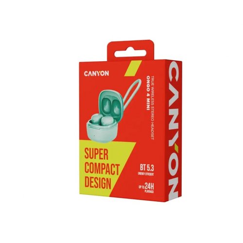 Наушники Canyon On Go 4 Mini (CNS-TWS4GR) Green купить в Украине: Киев, Днепр, Харьков, Одесса  | Низкая цена, отзывы, характеристики от TELEMART фото
