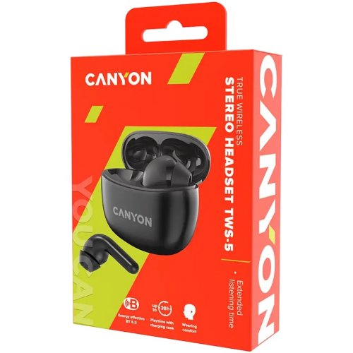 Навушники Canyon TWS-5 (CNS-TWS5B) Black купити в Україні: Київ, Львів, Хмельницький, Тернопіль, Івано-Франківськ | Низька ціна, відгуки, характеристики від TELEMART фото