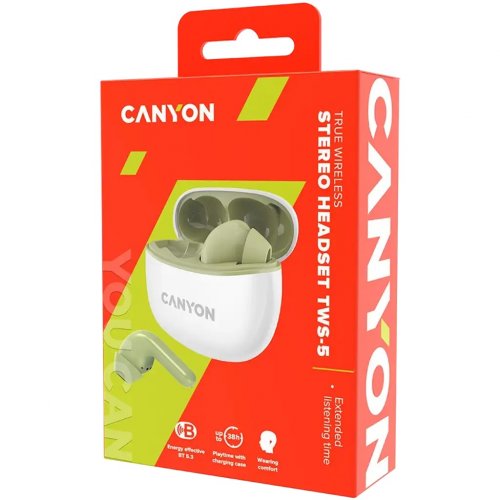 Навушники Canyon TWS-5 (CNS-TWS5GR) Green купити в Україні: Київ, Львів, Хмельницький, Тернопіль, Івано-Франківськ | Низька ціна, відгуки, характеристики від TELEMART фото