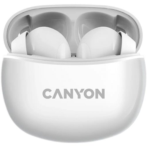 Навушники Canyon TWS-5 (CNS-TWS5W) White купити в Україні: Київ, Львів, Хмельницький, Тернопіль, Івано-Франківськ | Низька ціна, відгуки, характеристики від TELEMART фото