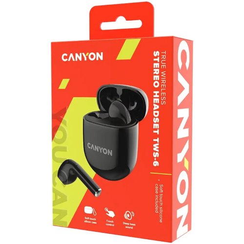 Навушники Canyon TWS-6 (CNS-TWS6B) Black купити в Україні: Київ, Львів, Хмельницький, Тернопіль, Івано-Франківськ | Низька ціна, відгуки, характеристики від TELEMART фото